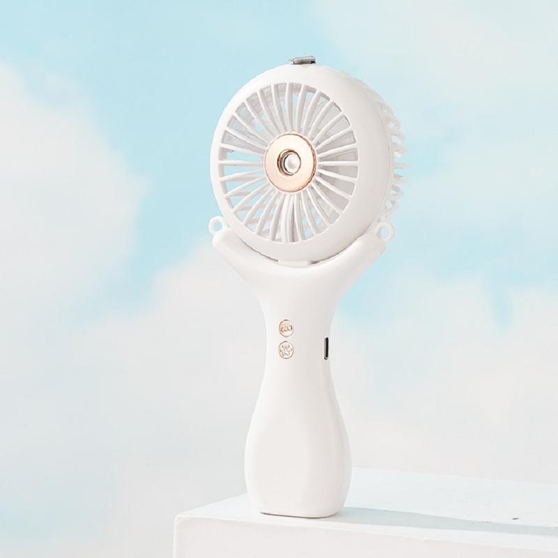 Batterie de 500 mAh 2 heures de charge 3 vitesses de vent 148g Poids léger Halterneck Bureau Portable 3 en 1 Nano Spray Fan