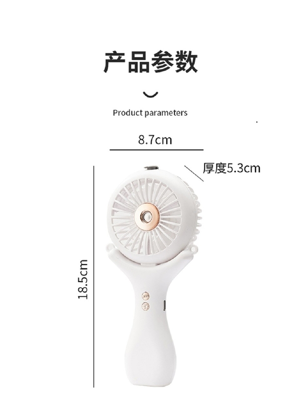 Batterie de 500 mAh 2 heures de charge 3 vitesses de vent 148g Poids léger Halterneck Bureau Portable 3 en 1 Nano Spray Fan