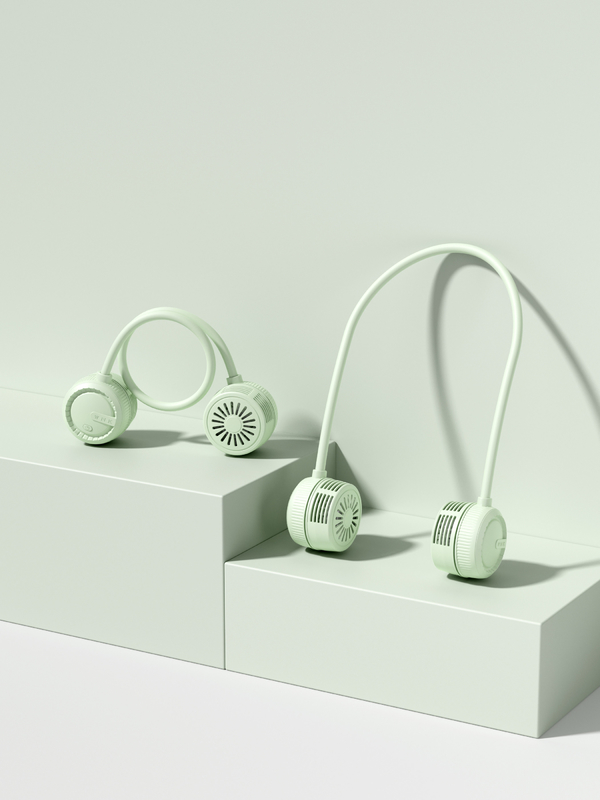 Soft Wind In Three Levels 360-degree Airflow Universal Hose 1000mAh Battery TYPE-C Charging Portable Fans In White And Mint Green