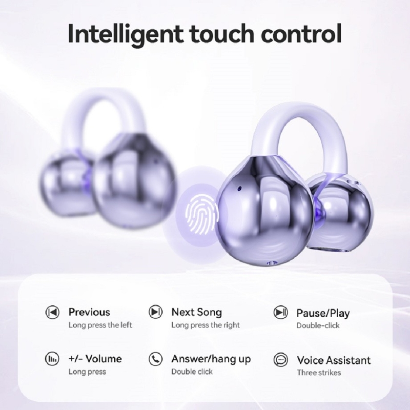 BT 5.4 Conception ergonomique 3D Écouteurs Bluetooth Écouteurs jusqu'à 5 heures par appel Pression uniforme Dans le brouillard Pourpre Lait Thé Peau Obsidienne Noir