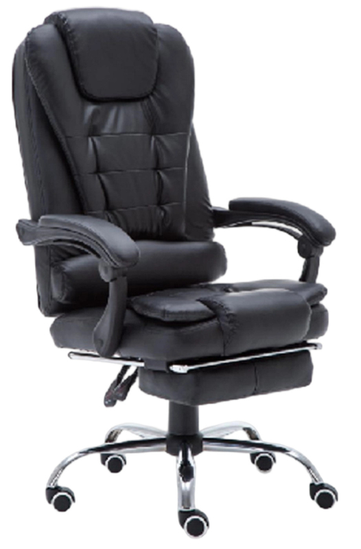 Chaise de bureau de jeu ergonomique avec une tige pneumatique de 100 mm, un repose-pieds à base de chrome de 350 mm, un dossier polyvalent en cuir en mousse à haute densité