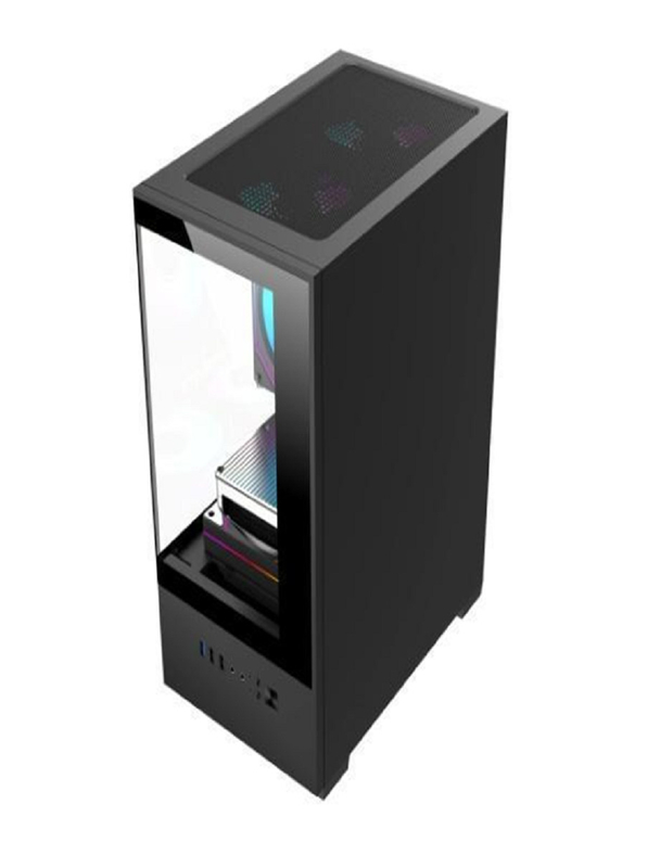 Étui pour ordinateur prend en charge les cartes mères MicroATX/MiniITX Disque dur inférieur + compartiment d'alimentation pour le stockage double SSD Ventilateur à 5 vitesses avec conception de conduit d'air 3D