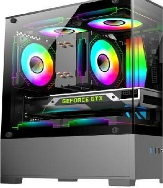 Étui pour ordinateur prend en charge les cartes mères MicroATX/MiniITX Disque dur inférieur + compartiment d'alimentation pour le stockage double SSD Ventilateur à 5 vitesses avec conception de conduit d'air 3D