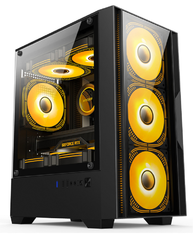 Compatible avec les cartes mères M-ATX/ITX Installation en double mode 5 ventilateurs Layout Panorama éclairage latéral