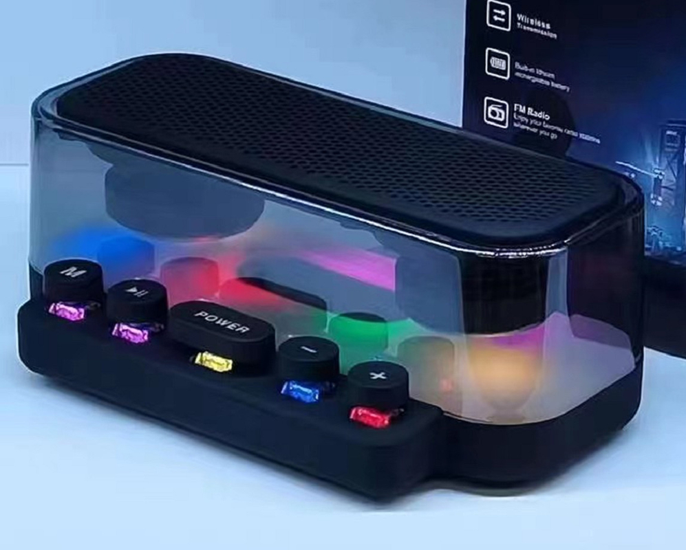10W Power Black Bluetooth Speaker with 2400mAh/1200mAh/800mAh Batteries Supports TF/FM Playback and 32GB Memory Card
