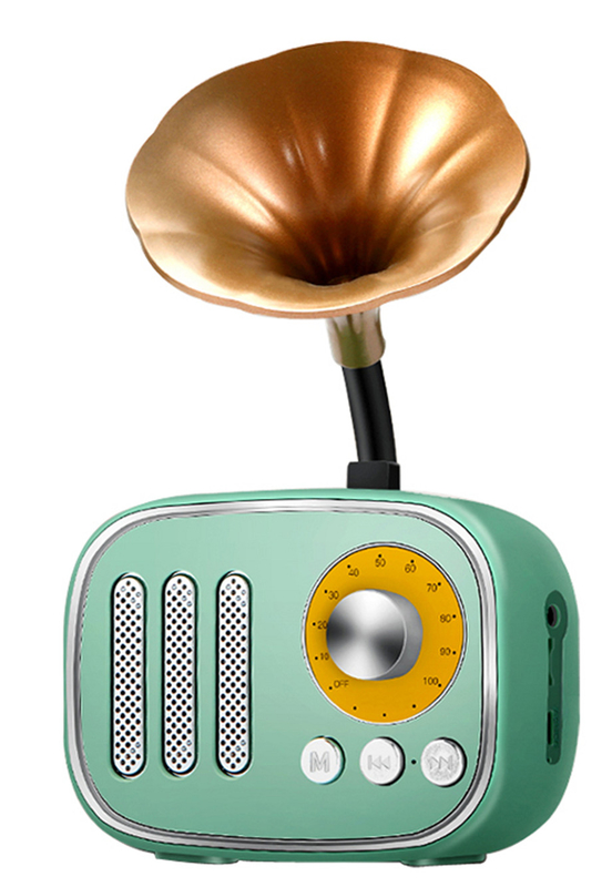haut-parleurs Bluetooth Prend en charge la carte Bluetooth AUX TF et la lecture de la radio FM 1200mAh Batterie Mini Trompette rétro Conception 125 × 66 × 205mm