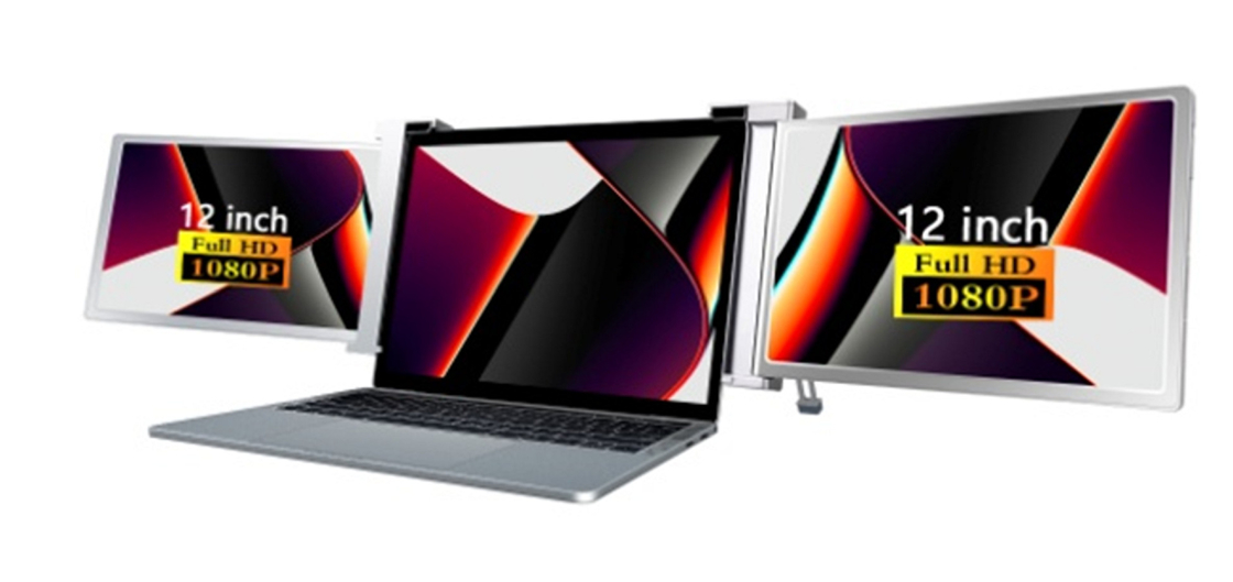 2 X 12 pouces FHD IPS Écrans 1920 X 1080 16 / 9 Ultra-légère conception 1,1 kg par écran 25,3 mm Épaisseur HDR Prise en charge de 12 langues OSD