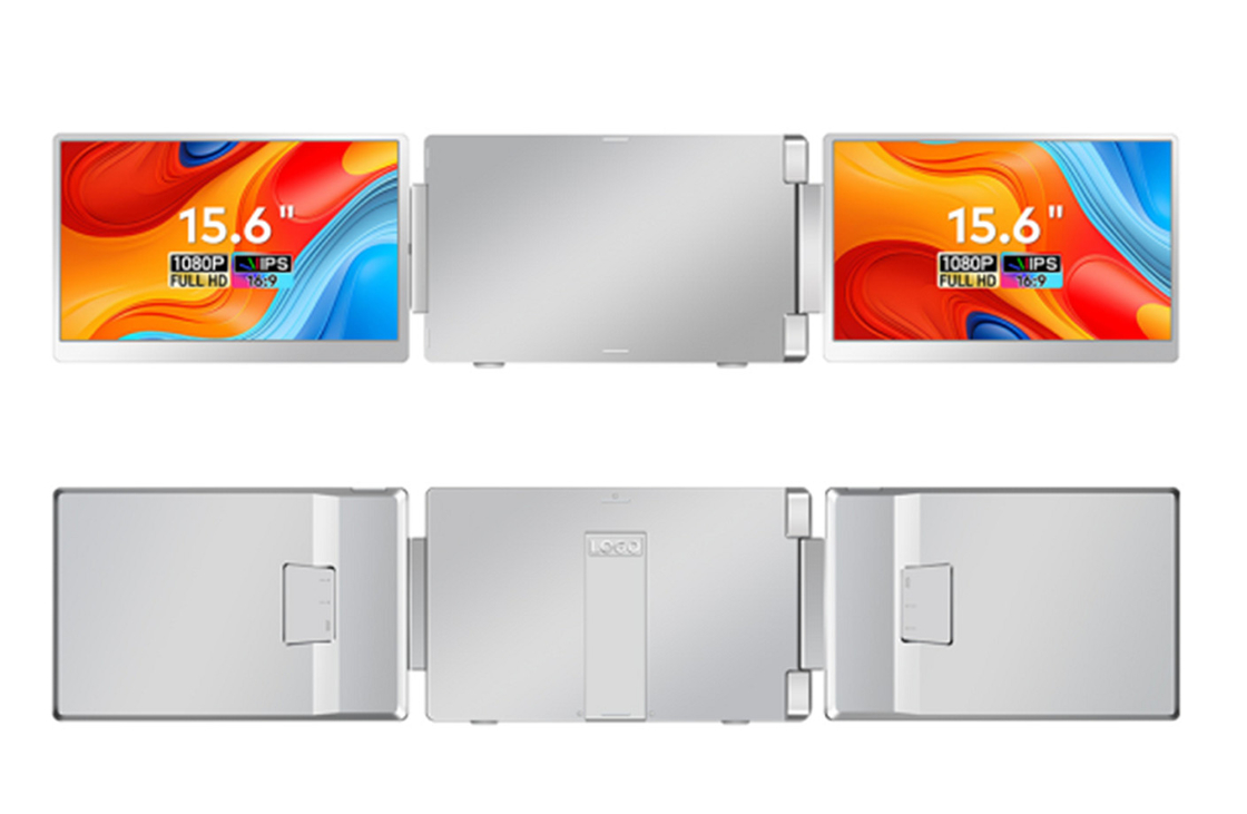 Moniteur d'ordinateur portable FHD à vue complète de 2 * 15,6 pouces: rapport d'aspect 16: 9, résolution haute définition 1920 * 1080 IPS, interface Type-C 3.1, prise en charge HDR, retour d'écran