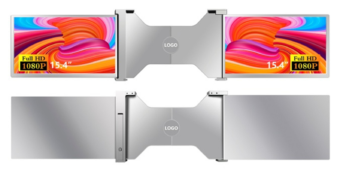 Deux moniteurs d'ordinateur portable FHD de 15,4 pouces, compatibles avec les ordinateurs portables de 15,6 à 18,5 pouces, une interface de type C avec prise en charge HDR