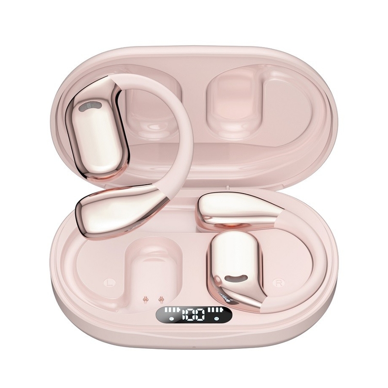 Écouteurs Bluetooth 5.4 TWS, haut-parleur à diaphragme composite en titane, temps de jeu de 6 heures avec boîtier de charge de 300 mAh, écran à batterie numérique.