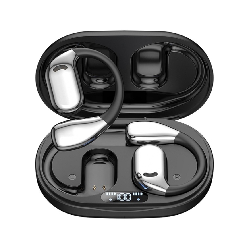 Écouteurs Bluetooth 5.4 TWS, haut-parleur à diaphragme composite en titane, temps de jeu de 6 heures avec boîtier de charge de 300 mAh, écran à batterie numérique.