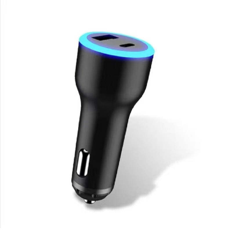 Prend en charge la charge rapide USB-C PD 65W 20V/3.25A pour ordinateur portable + USB-A QC 18W ABS + PC Matériau ignifuge Lumière d'indicateur LED bleue