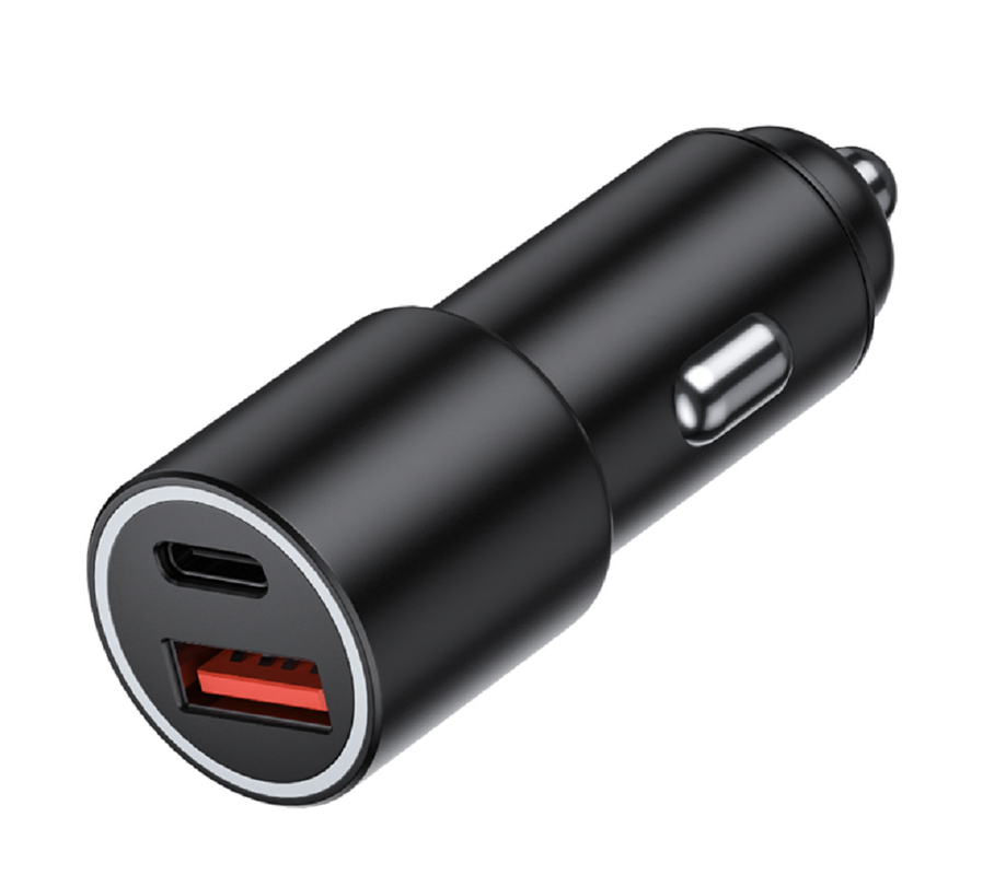 Chargeur de voiture USB-C à deux ports 48W avec PD 20W et QC 18W, Entrée CC 12-24V, ABS+PC ignifuge