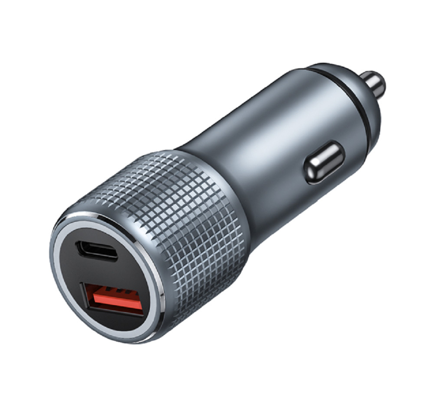 Chargeur de voiture USB-C à deux ports 48W avec PD 20W et QC 18W, Entrée CC 12-24V, ABS+PC ignifuge