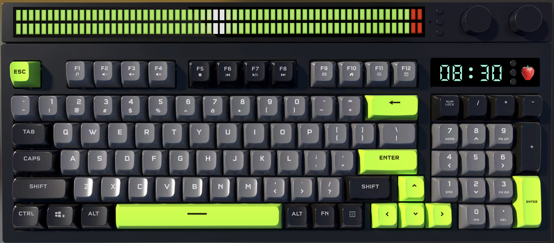 Clavier Multimode  Clavier Haut de Gamme avec Molette de Contrôle Triple Mode Éclairage RVB Réveil Tomate Design Ergonomique