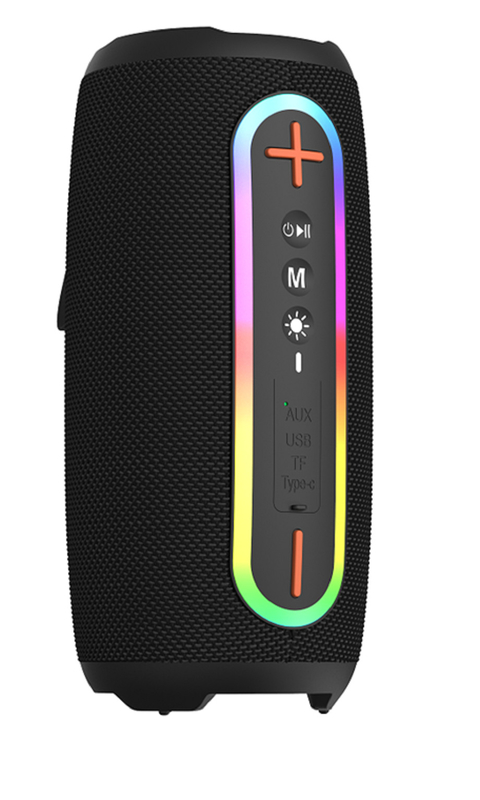 Bluetooth 5.3, 2 haut-parleurs de 10W, batterie 2400mAh avec chargement Type-C, éclairage d'ambiance RGB, lanière