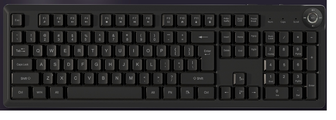 Clavier à membrane multimédia FN portable ultra-mince 448*143*32mm 610g Poids net ABS Touches noires Membrane argentée