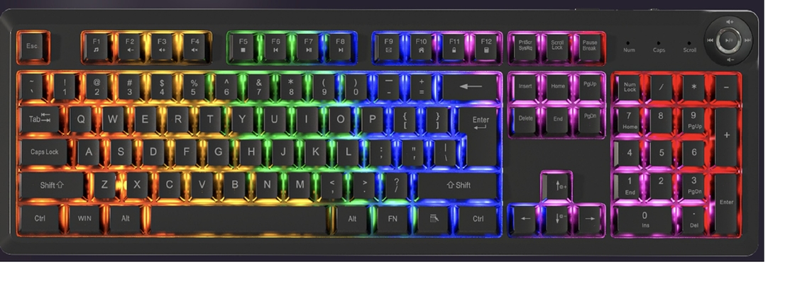 Clavier à membrane multimédia FN portable ultra-mince 448*143*32mm 610g Poids net ABS Touches noires Membrane argentée