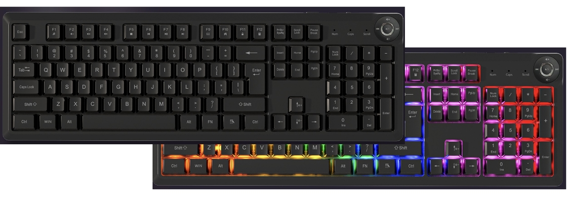 Clavier à membrane multimédia FN portable ultra-mince 448*143*32mm 610g Poids net ABS Touches noires Membrane argentée