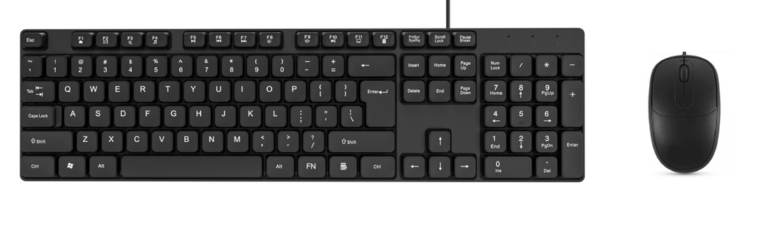 Ensemble clavier et souris filaires étanches à 104 touches, USB Plug-and-Play, matériau HIPS, touches multimédias pour le bureau