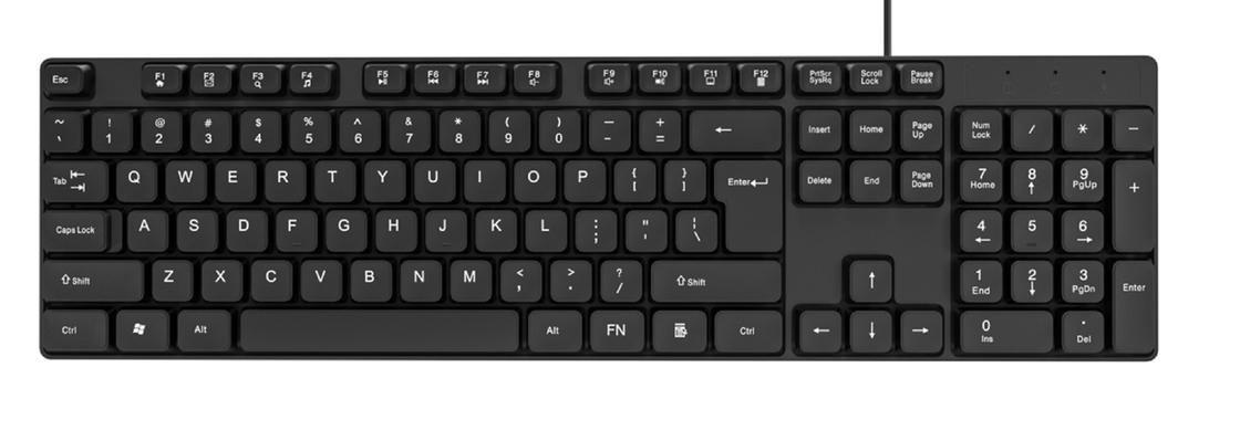 Ensemble clavier et souris filaires étanches à 104 touches, USB Plug-and-Play, matériau HIPS, touches multimédias pour le bureau
