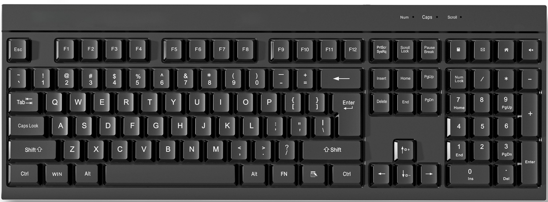 Clavier filaire mince avec boîtier ABS, membrane argentée, touches multimédias FN, 510g, léger pour le bureau et le jeu