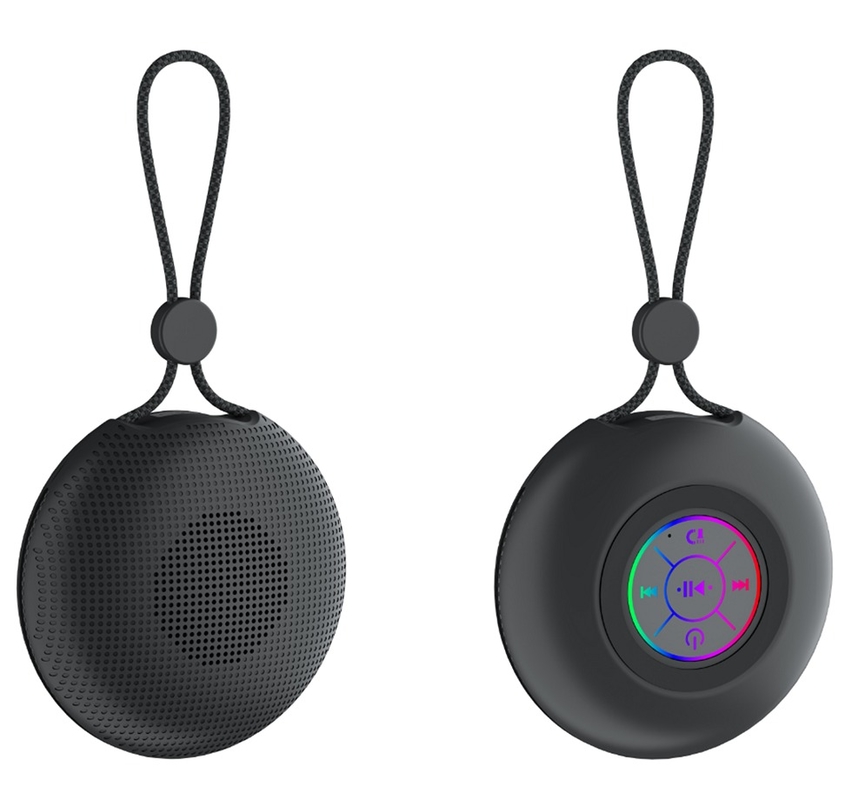 Portable Bluetooth 5.3 haut-parleur avec IPX4 imperméabilisation RGB lumières suspendues Design de corde 52mm pilote 5W sortie Type-C de charge