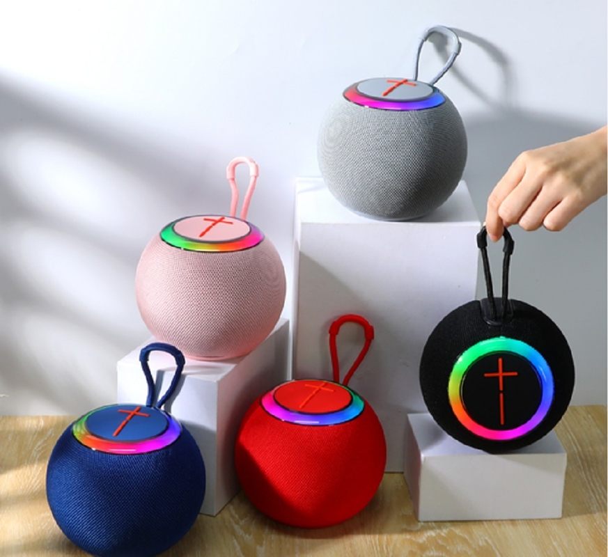 Haut-parleur Bluetooth 5.3 portable ETEK avec lumière RVB 1500mAh, sangle de suspension, AUX, TF, FM, lecture USB
