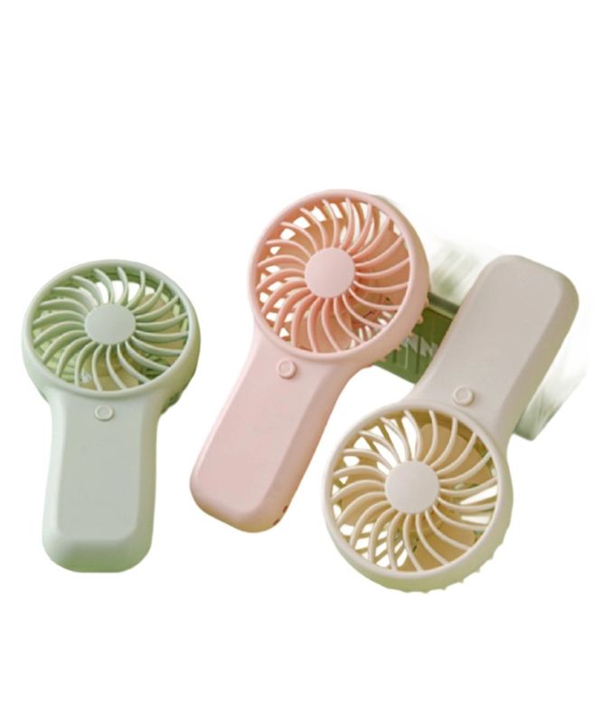 Ventilateur portable à piles AA, 2W de puissance, 3V de tension, mode à une vitesse, avec cordon, blanc, vert, rose