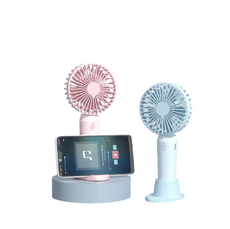Matériaux ABS+PP Mini ventilateur rechargeable de type C à 3 vitesses Autonomie de 6 heures Batterie 1200mAh Blanc Bleu Rose