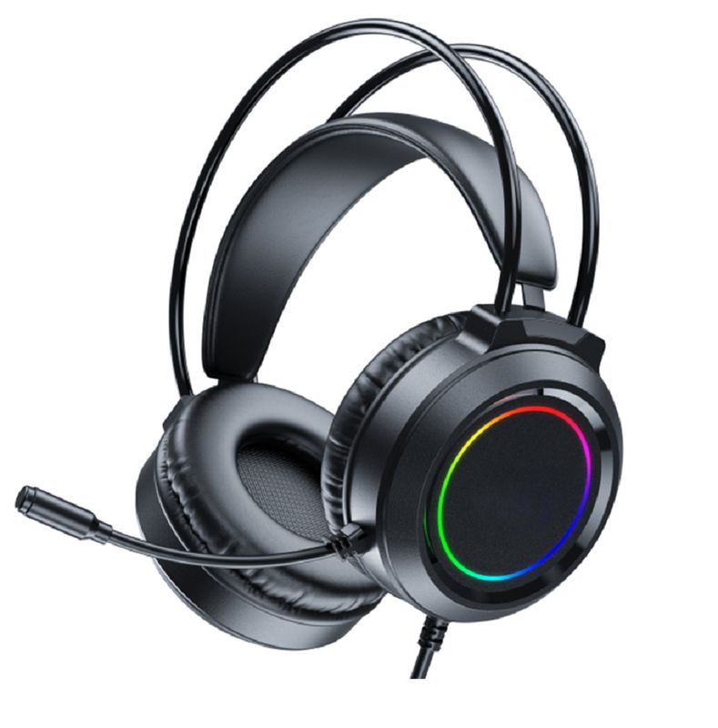 ETEK Jeux casque filaire 50mm pilote 20Hz-20kHz réponse microphone omnidirectionnel 2.0M câble