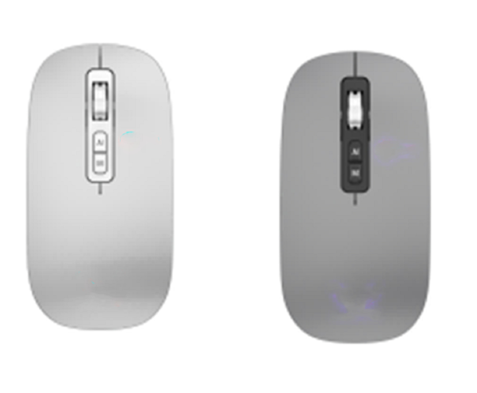 Souris AI sans fil 2.4G et Bluetooth avec paramètres DPI réglables 800/1200/1600 Gris argenté transparent