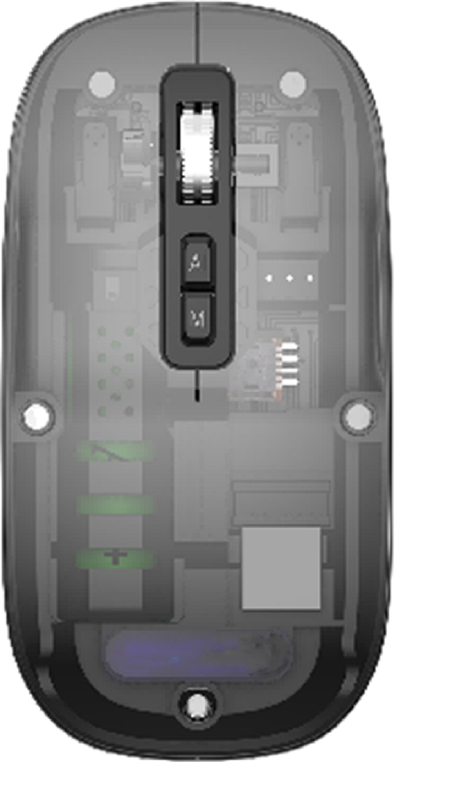 Souris AI sans fil 2.4G et Bluetooth avec paramètres DPI réglables 800/1200/1600 Gris argenté transparent