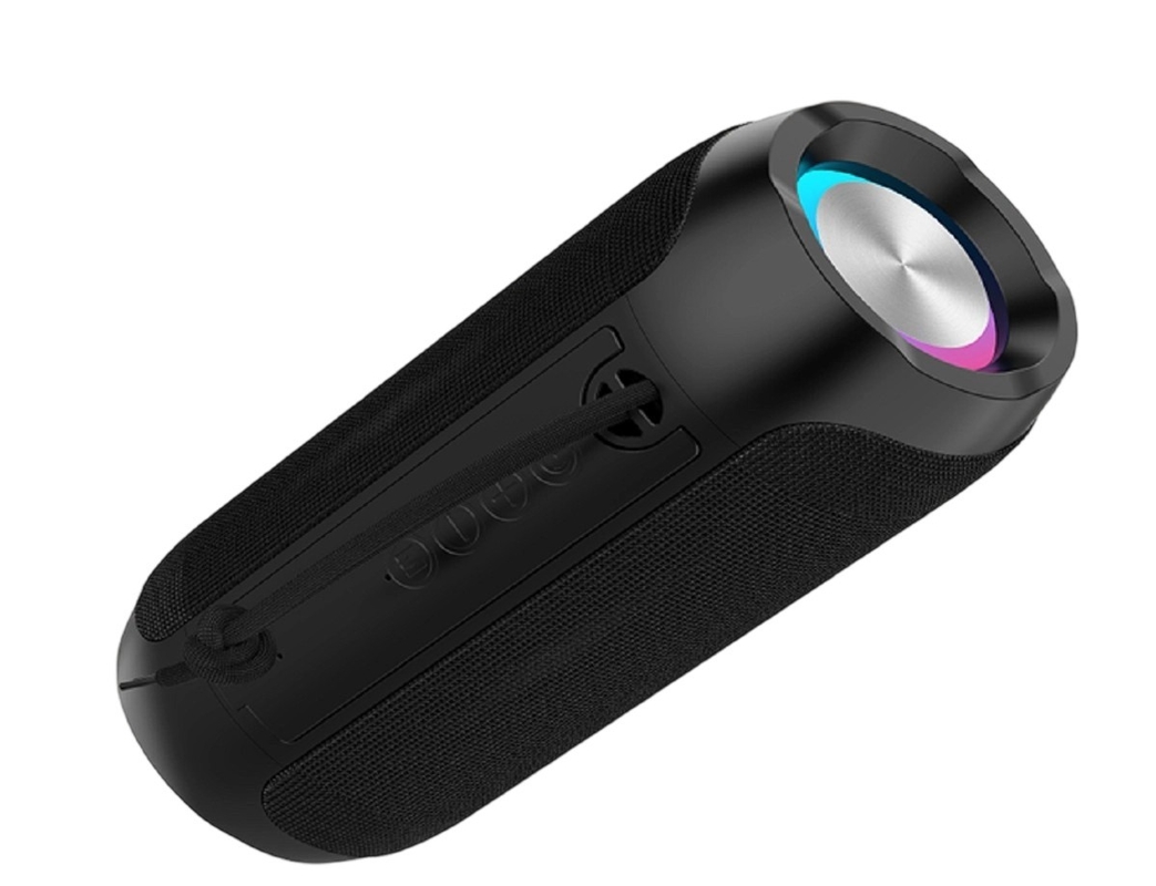 Haut-parleur quad-couleur noir gris rouge bleu avec ABS + silicone, doubles haut-parleurs 45MM 5W, étanche IPX4, batterie 1200mAh, lumière RVB