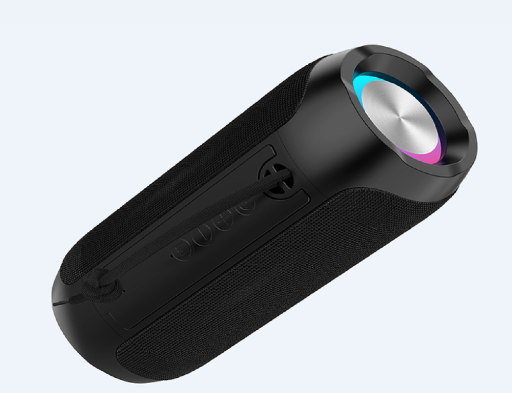 Haut-parleur quad-couleur noir gris rouge bleu avec ABS + silicone, doubles haut-parleurs 45MM 5W, étanche IPX4, batterie 1200mAh, lumière RVB