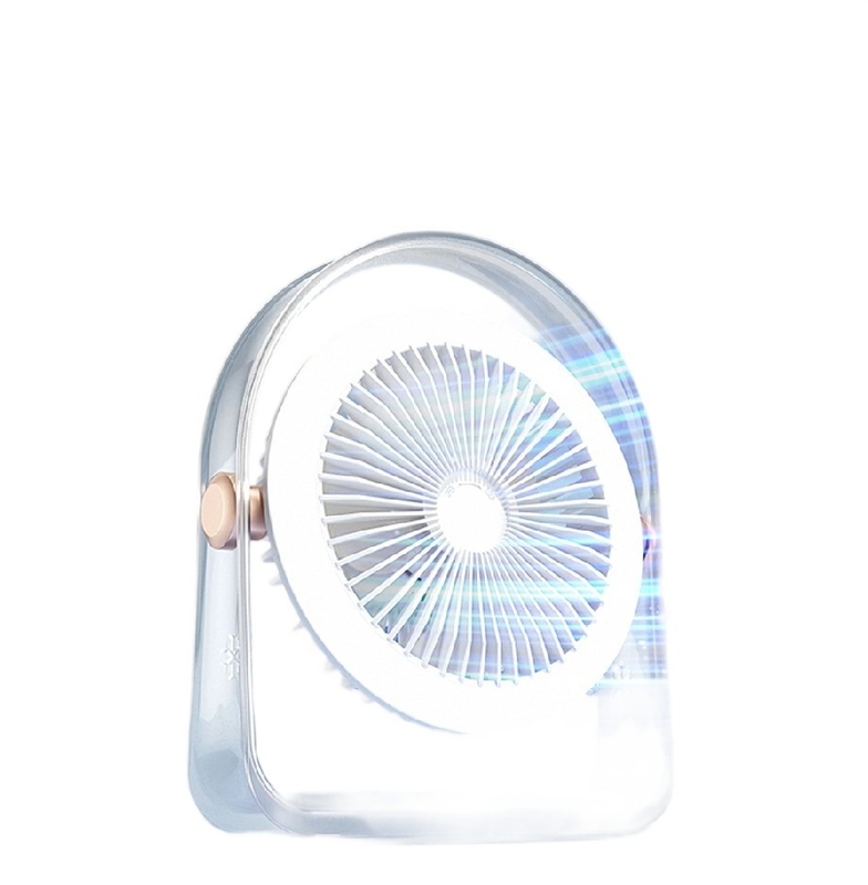 Ventilateur tricolore blanc gris vert avec PETG + moteur sans balai 1200mAh batterie 3 vitesses Vent 2-6W + réglage de la lumière à 3 niveaux