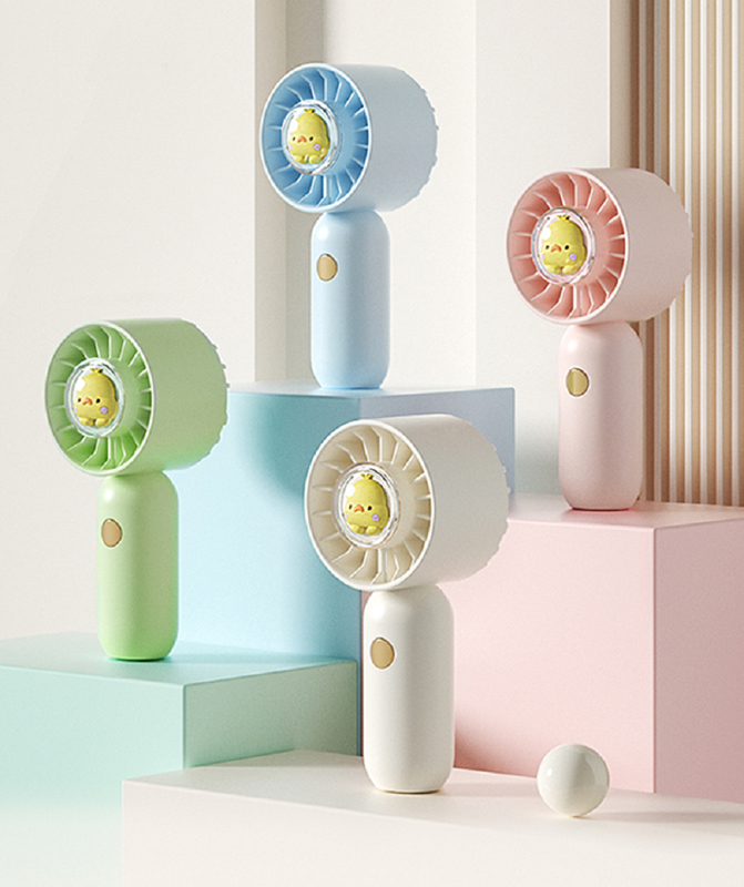 Ventilateur portable à 3 vitesses avec cordon, batterie 500mAh, chargement rapide Type-C, choisir le ventilateur en blanc / vert / bleu / rose
