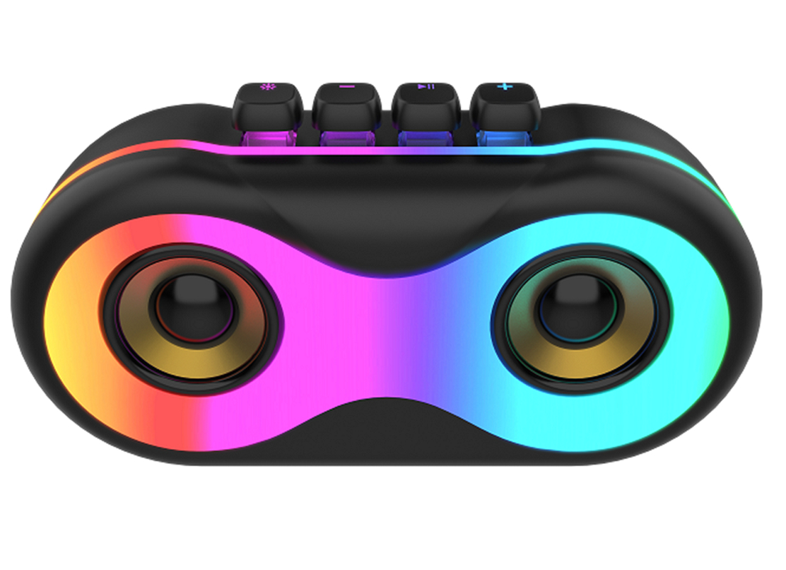 ETEK haut-parleur Bluetooth 5.3 avec lumière RVB, haut-parleur pilote double 52 mm avec stéréo 16W,charge TYPE-C,batterie 1800mAh