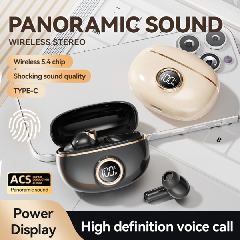 Écouteurs TWS Bluetooth 5.4 plaqués ETEK avec F10, cellule d'écouteur de 25mAh + boîtier de 230mAh (carte de protection), 2-3h de temps de conversation.