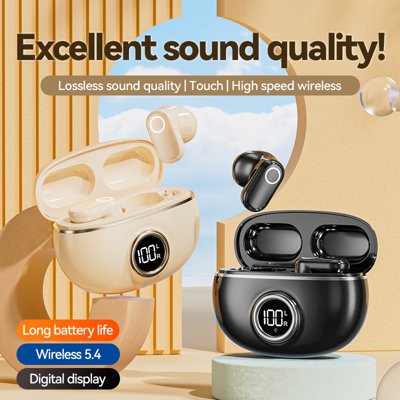 Écouteurs TWS Bluetooth 5.4 plaqués ETEK avec F10, cellule d'écouteur de 25mAh + boîtier de 230mAh (carte de protection), 2-3h de temps de conversation.