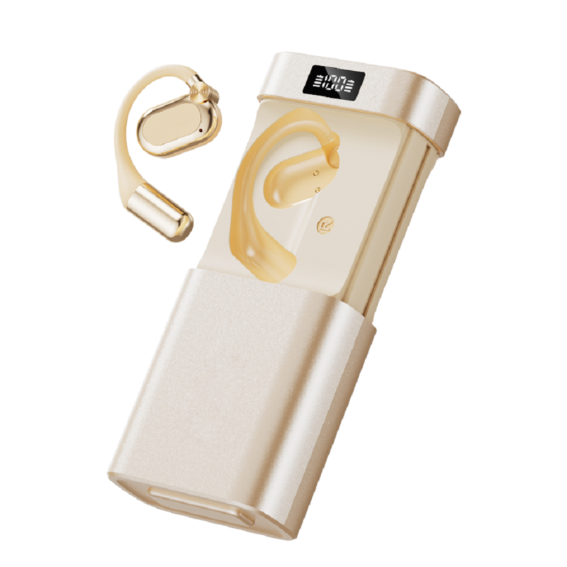ETEK Open-fit AI Translation écouteur sans fil avec lampe de poche LED et batterie électrique 1800mAh Chargeur noir / complexion