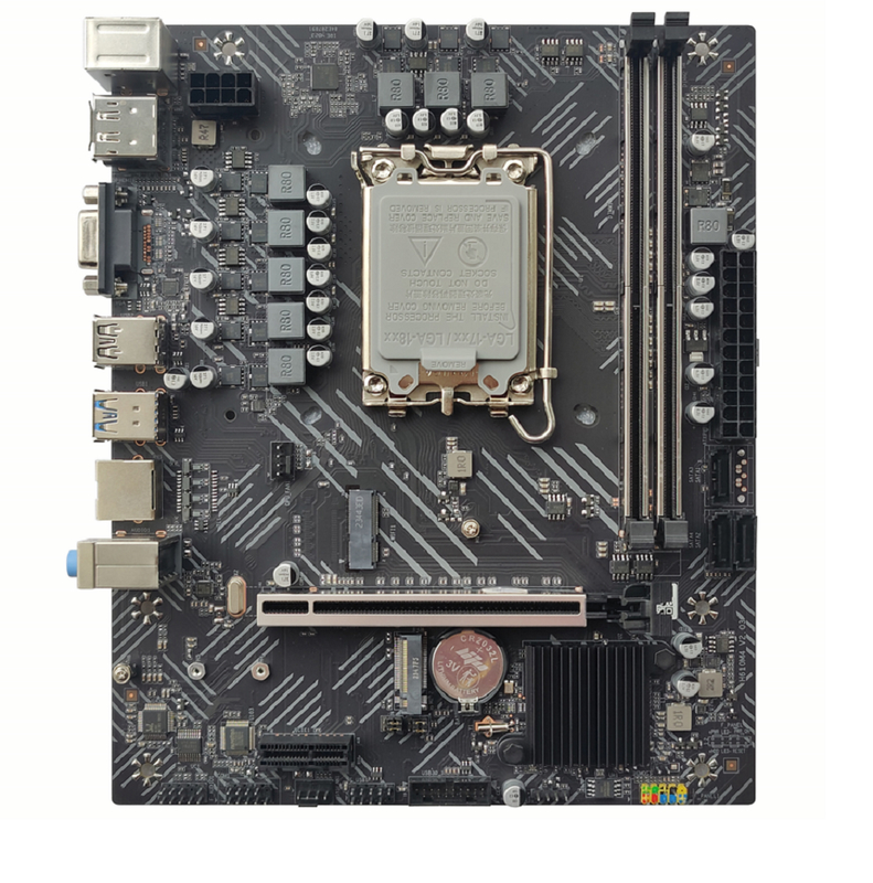 Carte mère ETEK H610 Micro-ATX pour processeurs LGA1700 DDR4 Dual-Channel Slot PCIe 4.0 x16 Sorties DP+HDMI+VGA en option