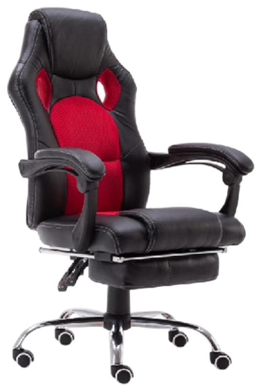 Chaise de bureau ergonomique avec roulettes en PU de 350 mm, base chromée et vérin à gaz peint de 100 mm, mécanisme multifonction