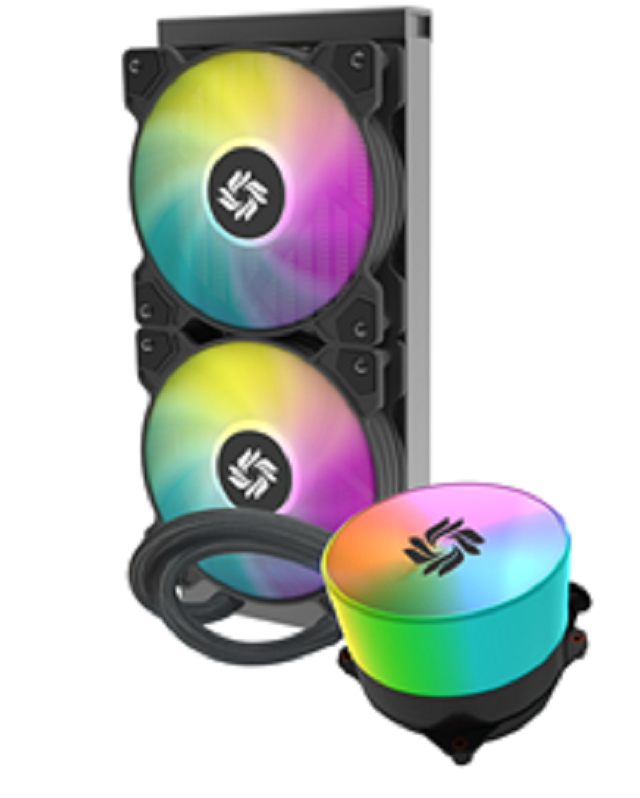 Refroidisseur de CPU liquide ARGB 240 mm avec waterblock rond, tuyau en caoutchouc de 400 mm, ventilateur PWM 1800 tr/min, logo personnalisé, TDP 270W