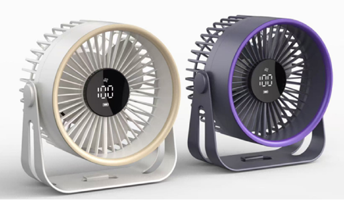 Ventilateur de bureau rechargeable 2400mAh Batterie 5 niveaux de vitesse USB Chargement ABS + PP Matériau blanc / noir
