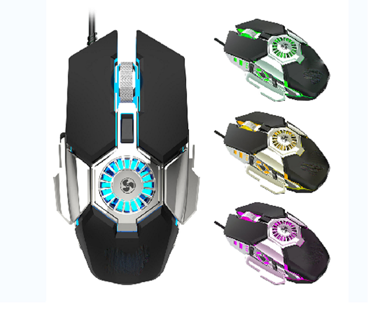 Souris de jeu RGB 6 boutons réglable DPI 1000/1600/3200/6400 Lumière de respiration colorée ABS 8M Cliquez sur la durée de vie 5V/100mA