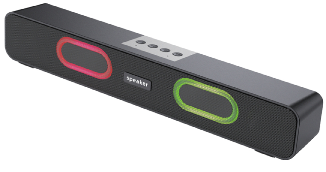 Haut-parleur Bluetooth portable multifonction 10W, TF/USB/FM/AUX, appel mains libres, double diaphragme avec lumière, 1200mAh, Noir