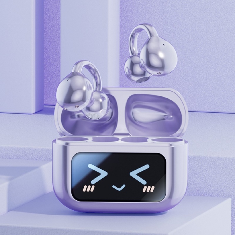 Écouteurs sans fil Bluetooth 5.4 TWS, M100, écouteurs 30mAh + boîtier de charge 500mAh, A2DP/AVRCP/HFP, portée 10M, Noir/Violet