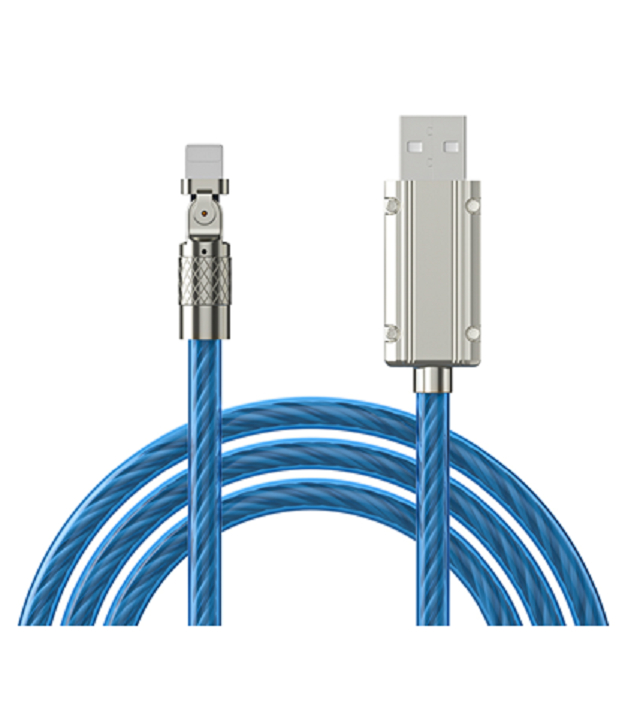 ETEK 1M câble lumineux LED rotatif, TPE, 4 cœurs, recharge rapide et données, alliage de zinc, blanc/bleu/rouge/vert