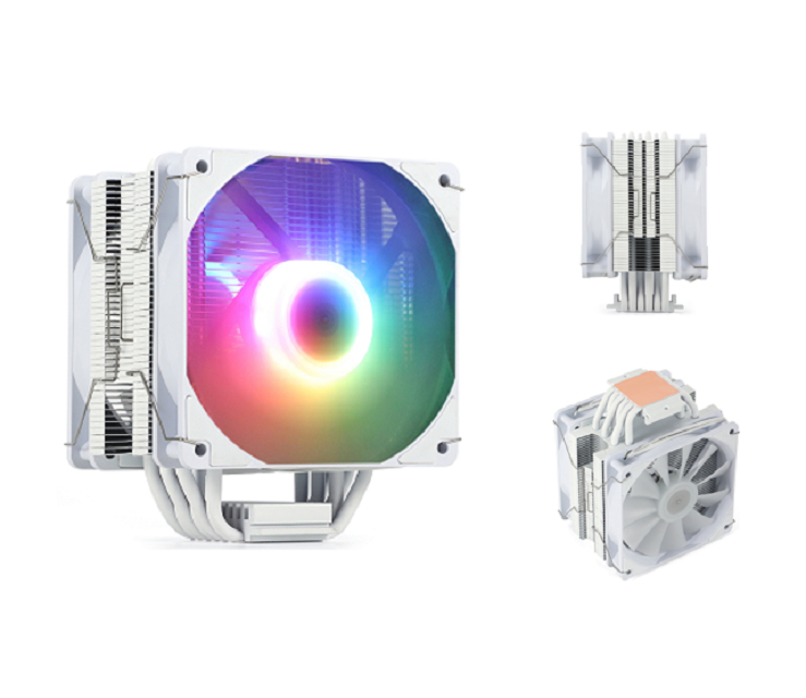 ETEK 6 tubes RGB CPU Cooler, deux ventilateurs PWM de 120 mm, prend en charge AMD, 153 * 100 * 122 mm, idéal pour les jeux et les ordinateurs de bureau haute performance